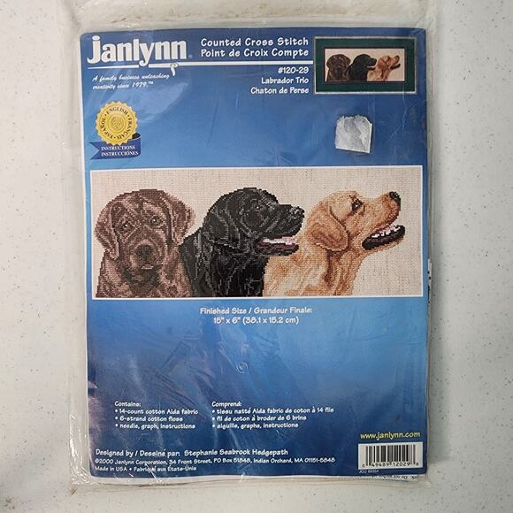 Janlynn Counted Cross Stitch Kit Labrador Retrievers Labs Dogs 15x6 New In Pkg - Picture 1 of 4